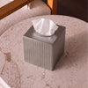 Monarch Abode Tissue Box Cover Square – Handcrafted Ridge Embossed Pewter Metal Tissue Holder Box for Bathroom Accessory, Aesthetic Decorative Facial Napkin Cube for Modern Home Decor