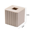Striped White Sandstone Tissue Box Cover Square for Home Decor,Resin Heavy Tissue Box Holder for Bathroom Countertop,Tabletop,Bedside Table,Office (Handmade of Resin)