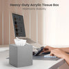 Tissue Box Cover, Square Plastic Tissue Holder with Non-Slip Base, Sliver