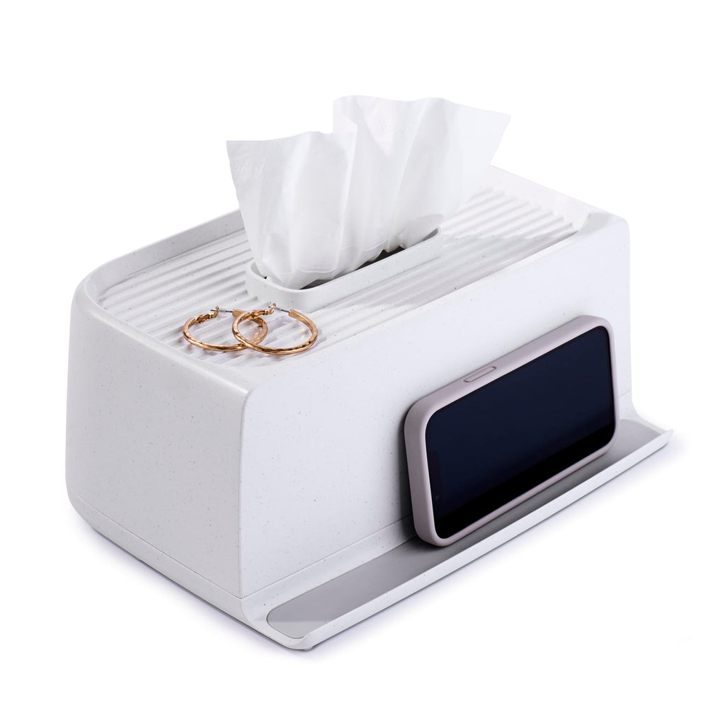 YouCopia The Ledge Tissue Holder, Rectangular, Box Cover with Storage for Phones, Jewelry, Makeup and Accessories for Night Stand, Desk and Bathroom Organization