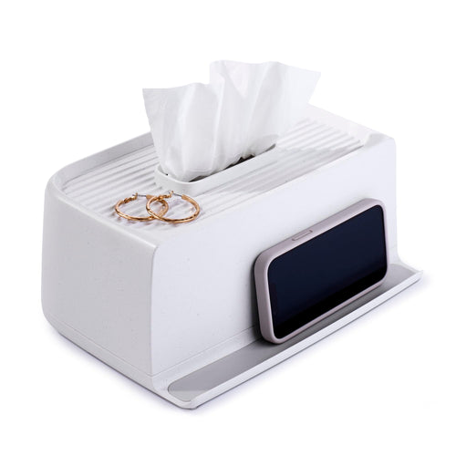 YouCopia The Ledge Tissue Holder, Rectangular, Box Cover with Storage for Phones, Jewelry, Makeup and Accessories for Night Stand, Desk and Bathroom Organization