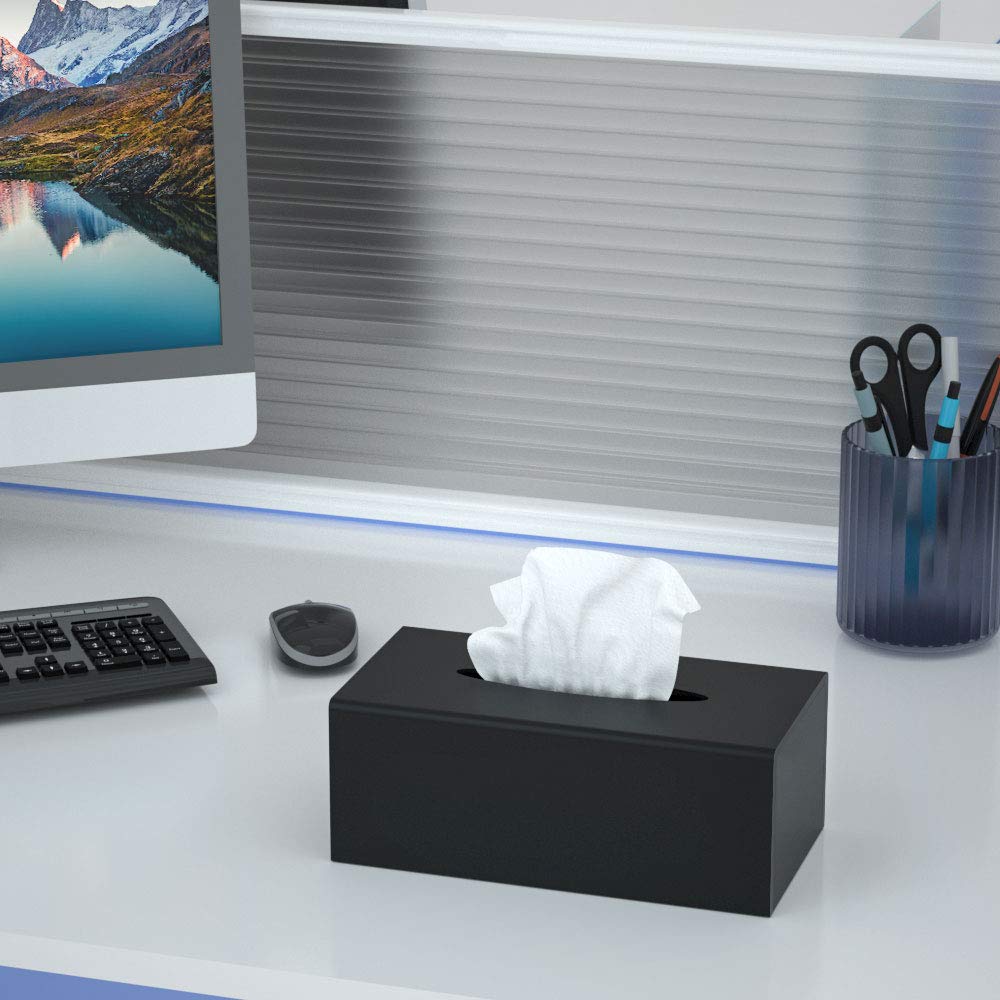 FEMELI Matte Black Long Tissue Boxs Covers Holder Rectangular Acrylic Home