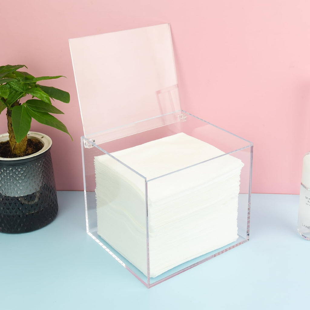 Disposable Face Towel Holder Storage Box Acrylic Facial Towels Container