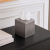 Monarch Abode Tissue Box Cover Square – Handcrafted Ridge Embossed Pewter Metal Tissue Holder Box for Bathroom Accessory, Aesthetic Decorative Facial Napkin Cube for Modern Home Decor