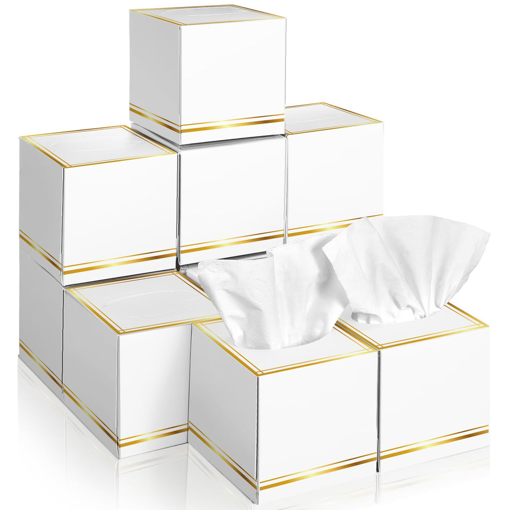 Fourluoo 12 Pack Facial Tissues Cube Boxes Face Box 600 Sheets 3 ply Soft Paper Square Tissues Bulk for Car Pocket Toilet Household Bedroom Family(White)