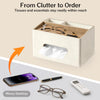 PU Leather Tissue Box Holder Rectangle,Facial Tissue Cover with Tray on Top