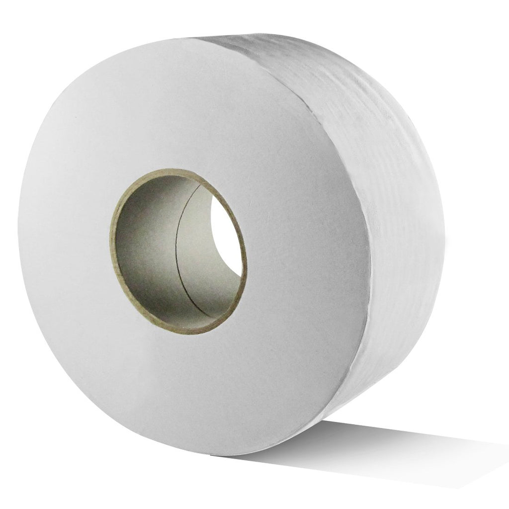 Karat 12 Pack 9" Jumbo Roll Toilet Paper, 2-Ply White Bath Tissue, 1000 ft