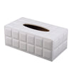 High-end Fashion Pu Leather Tissue Box Holder Cover Rectangular,Napkin Facial Tissues Cube Dispenser,Tissue Cover Decorative Container with Magnetic Bottom for Home Office Car (White)