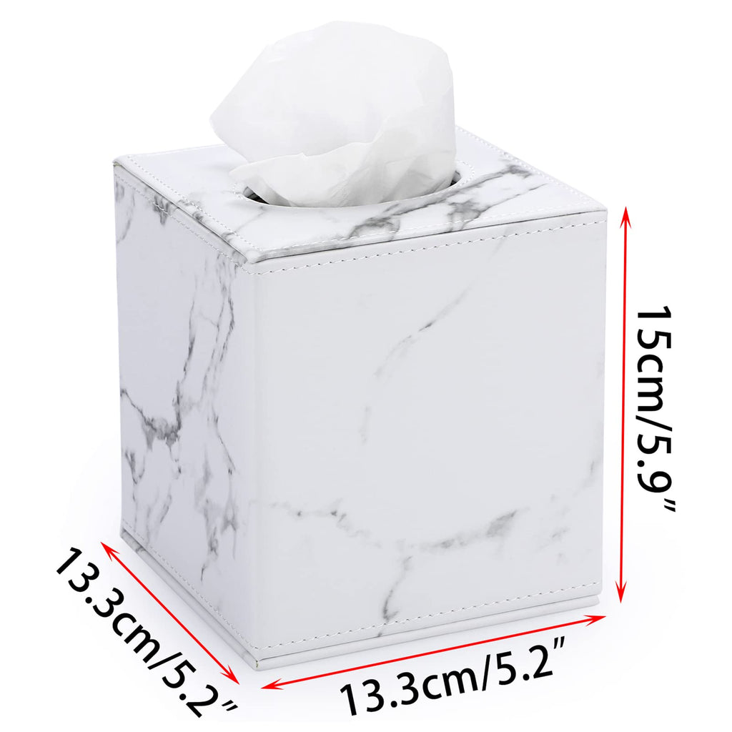 Sumnacon Square Tissue Box Cover with Magnetic Bottom, PU Tissue Box Holder