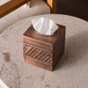 Monarch Abode Tissue Box Cover Square – Handcrafted Wave Embossed Antique Copper Metal Tissue Holder Box for Bathroom Accessory, Aesthetic Decorative Facial Napkin Cube for Modern Home Decor