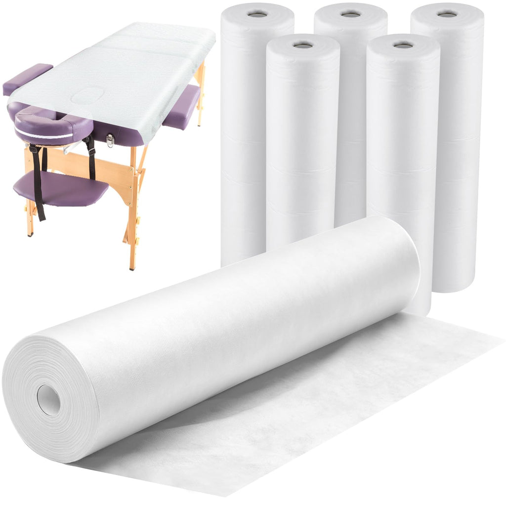 Tudomro 6 Rolls Disposable Non Woven Massage Table Sheets Roll, White
