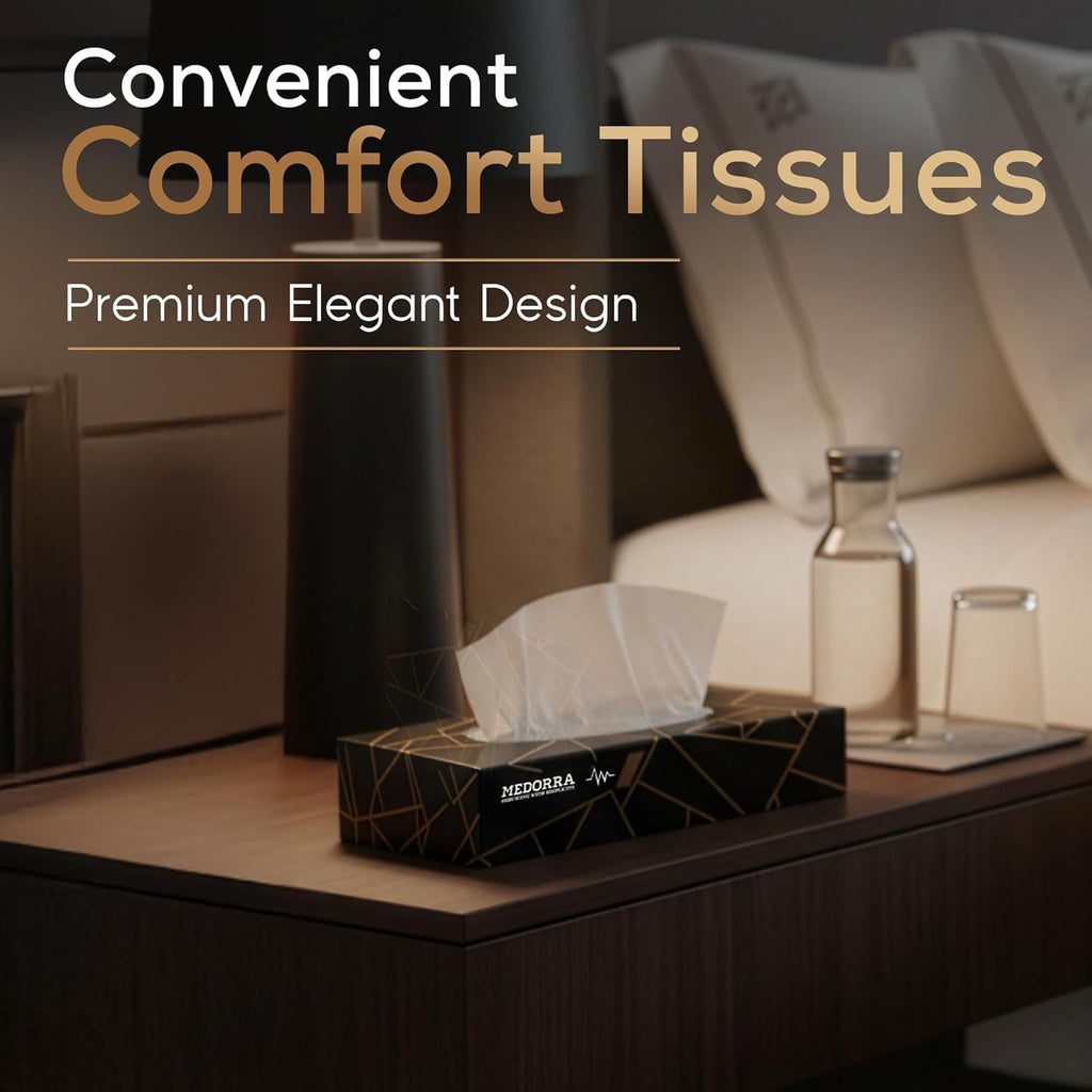 Premium Facial Tissues, Black & Gold Luxury Box, 2-Ply Soft & Strong, Hypoallergenic, 100 Sheets per Box, 30-Pack, 3000 Total Sheets
