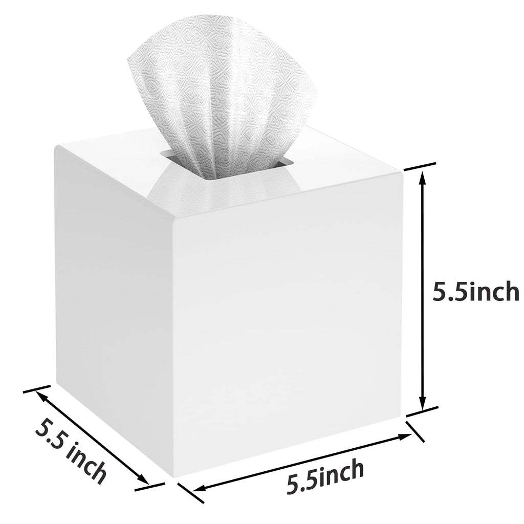 SILUT Shiny White Square Acrylic Tissue Box Cover