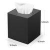 Square Tissue Box Cover with 2 Pcs Clear Qtip Holder Dispenser, Black