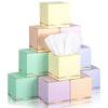 Fourluoo 12 Pack Facial Tissues Cube Boxes Face Box 600 Sheets 3 Ply Soft Paper Square Tissues Bulk for Car Pocket Toilet Household Bedroom Family (Macaron Colors)