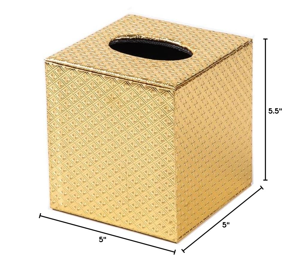 Gold Tissue Box Cover,Tissue Box Cover Square,Gold Tissue Box Holders,Tissue Holder for Bathroom Accessories,Bathroom Tissue Holders