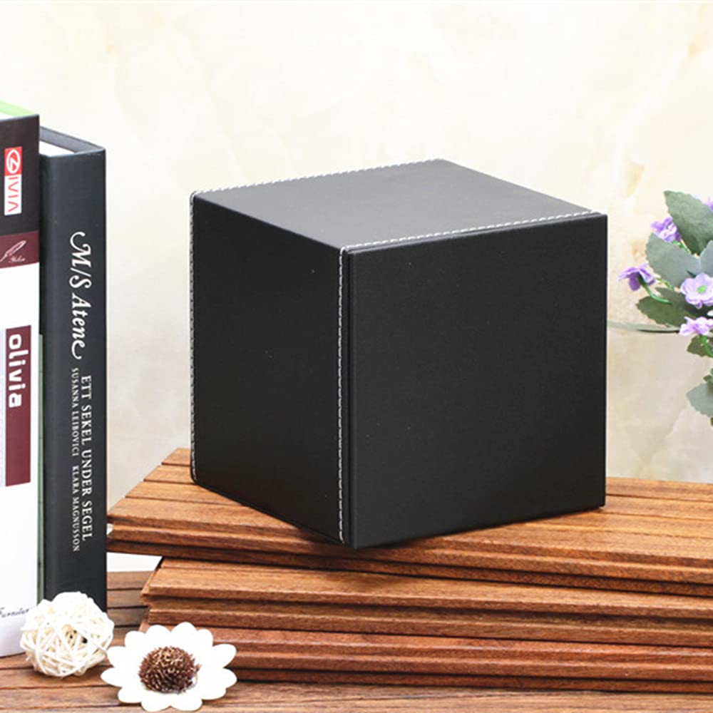 RHCSZ PU Leather Tissue Box Cover Square,Upgrade Large Size Napkin Holder Pumping Paper Case Dispenser,Facial Tissue Holder with Magnetic Bottom for Home Office Car Hotel Restaurant Black (Black-1)