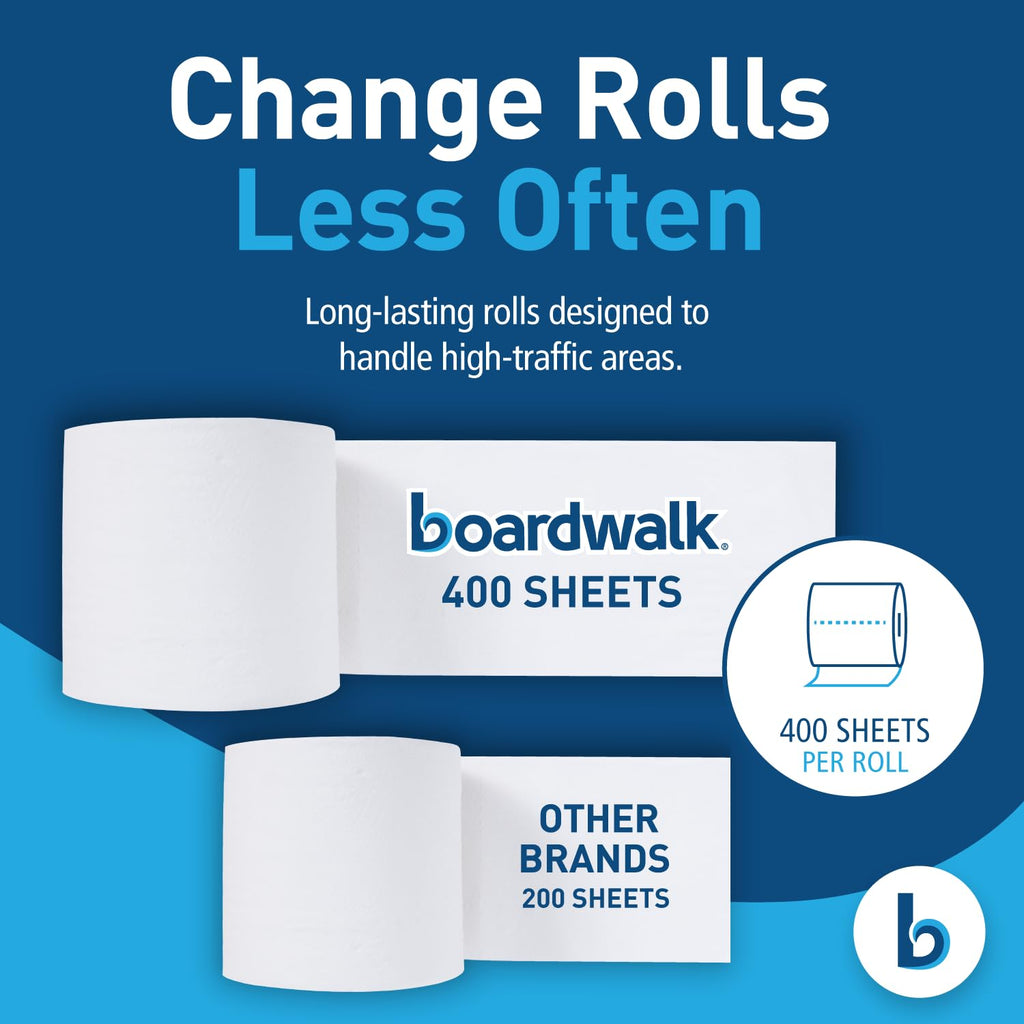 Boardwalk BWK6144 Two-Ply Toilet Tissue, White, 4" x 3" Sheet, 400 Sheets per Roll (Case of 96 Rolls)