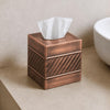 Monarch Abode Tissue Box Cover Square – Handcrafted Wave Embossed Antique Copper Metal Tissue Holder Box for Bathroom Accessory, Aesthetic Decorative Facial Napkin Cube for Modern Home Decor