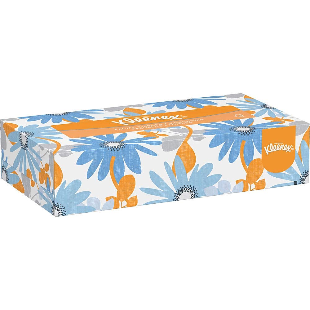 Kleenex 21606BX White Facial Tissue, 2-Ply, White, Pop-Up Box (Box of 125 Tissues)