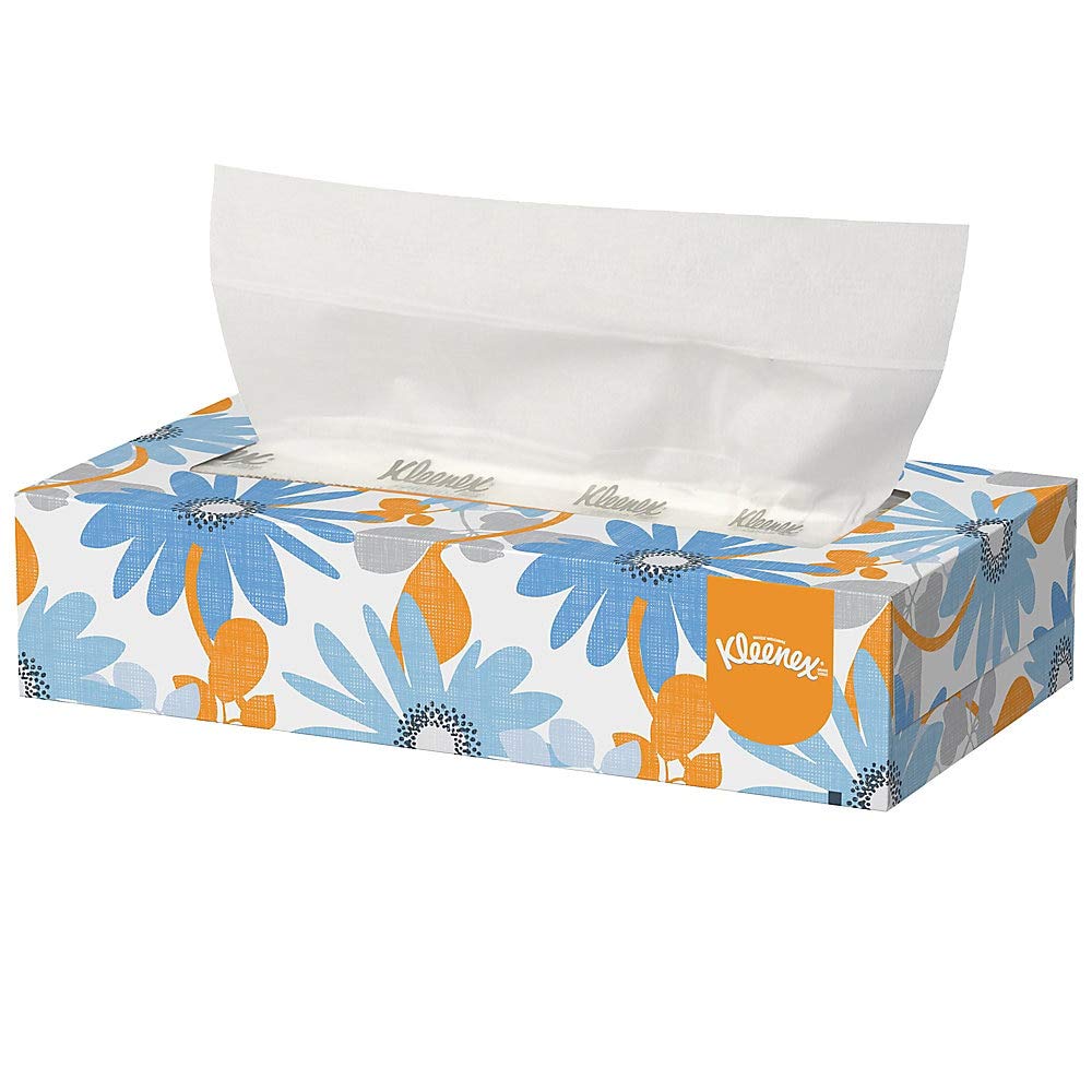 Kleenex 21606BX White Facial Tissue, 2-Ply, White, Pop-Up Box (Box of 125 Tissues)