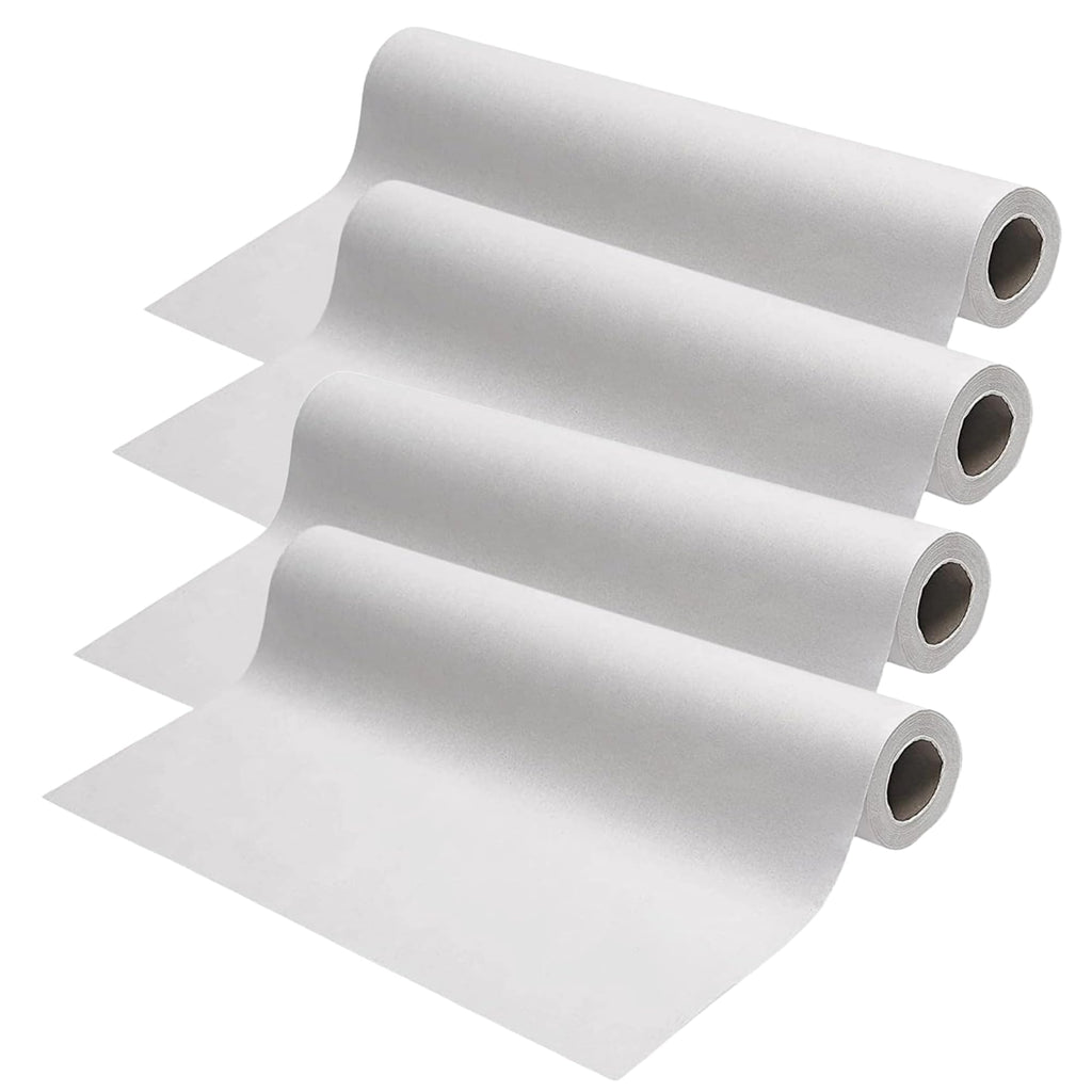 Vakly Exam Table Paper Roll 18" x 125' (Pack of 4) – Disposable White Crepe Paper for Medical, Spa, Chiropractic & Massage Tables