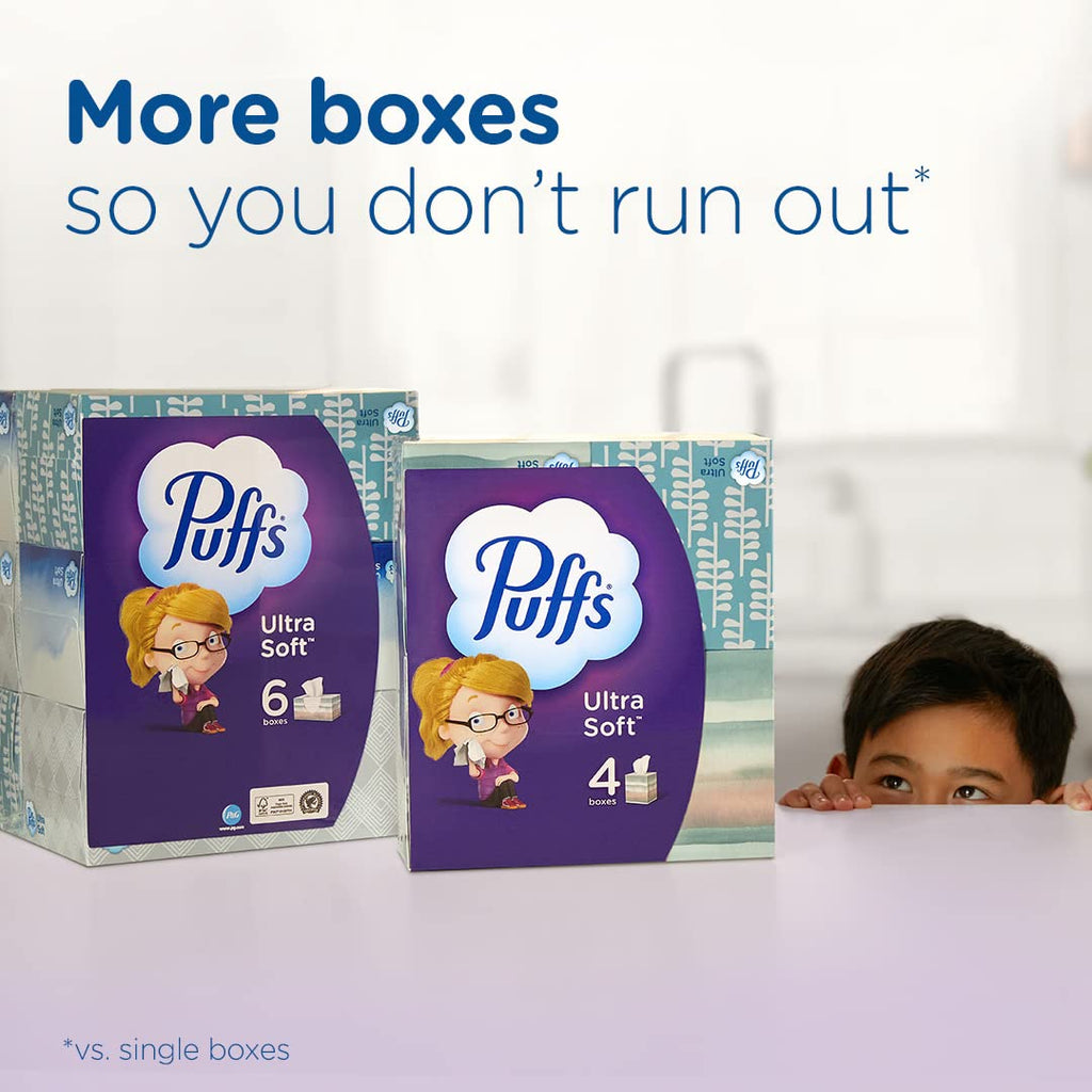Puffs Ultra Soft Facial Tissue - Family Boxes, 3x124