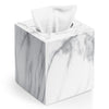Tissue Box Cover, Plastic Tissue Holder with Non-Slip Base, Marble-Look