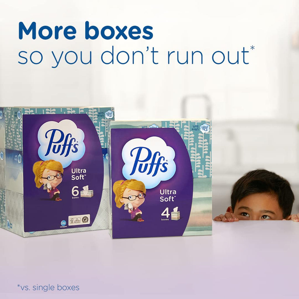 Puffs Facial Tissues Ultra Soft, 1 Cube Box, 48 Facial Tissues per Box, Allergies and Colds (Packaging May Vary)