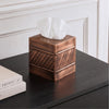Monarch Abode Tissue Box Cover Square – Handcrafted Wave Embossed Antique Copper Metal Tissue Holder Box for Bathroom Accessory, Aesthetic Decorative Facial Napkin Cube for Modern Home Decor