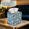 CPC 100% Cotton Piping Block Print Tissue Box Cover, Azure Regal