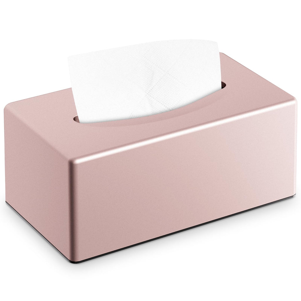 Y-in Hand Tissue Box Cover, Rectangular Facial Tissue Holder with Bottom, Decorative Storage Box for Bathroom Vanity, Toilet Tank, Car, Dressers, Night Stand, Rv, Parlors and Offices - Pink