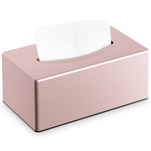 Y-in Hand Tissue Box Cover, Rectangular Facial Tissue Holder with Bottom, Decorative Storage Box for Bathroom Vanity, Toilet Tank, Car, Dressers, Night Stand, Rv, Parlors and Offices - Pink