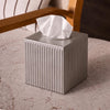 Monarch Abode Tissue Box Cover Square – Handcrafted Ridge Embossed Pewter Metal Tissue Holder Box for Bathroom Accessory, Aesthetic Decorative Facial Napkin Cube for Modern Home Decor
