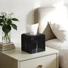 Natural Marble Square Tissue Box Cover ,Stone Modern Decorative Sturdy Napkin Box Holder Case,Facial Paper Organizer for Bathroom Vanity Toilet Countertop,Kitchen (1, Black Marquina, 5.71*5.71*5.51)