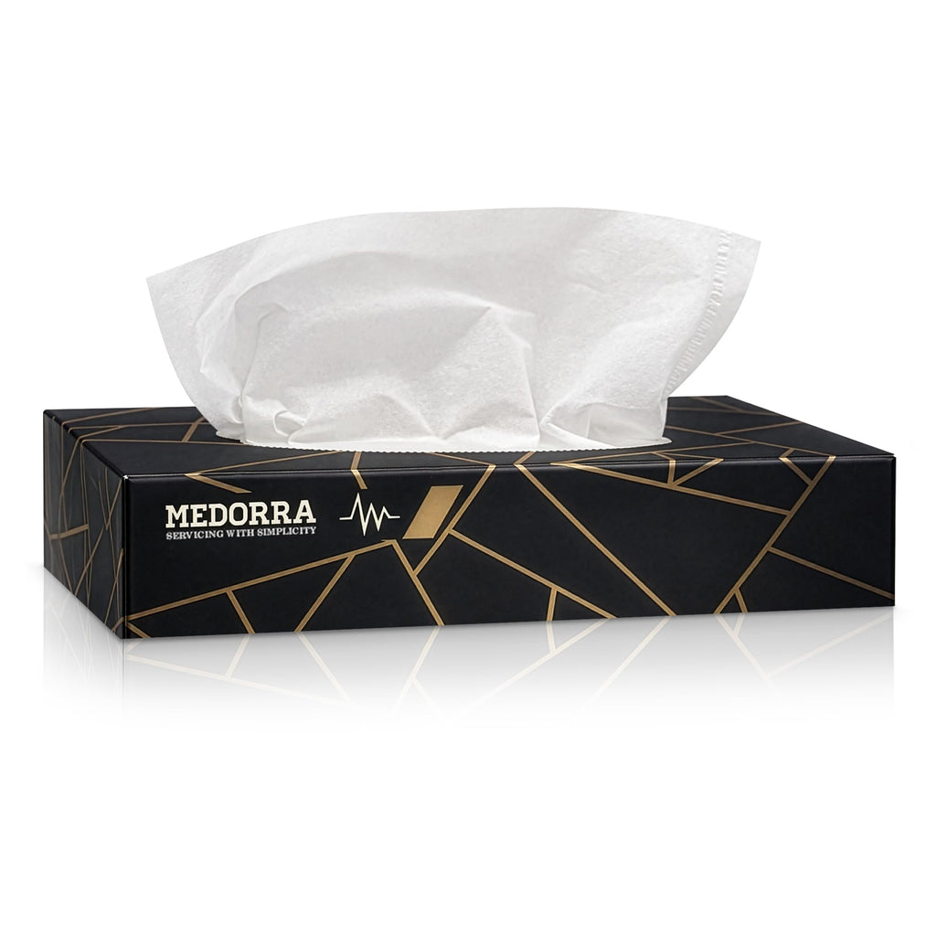 Premium Facial Tissues, Black & Gold Luxury Box, 2-Ply Soft & Strong, Hypoallergenic, 100 Sheets per Box, 30-Pack, 3000 Total Sheets