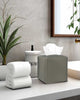 Tissue Box Cover Tissue Holder – Square Leather Tissue Cover Box with Bottom Belt [JESMINI, Dark Grey] Decorative Tissue Box Holder for Bathroom/Night Stands/Office