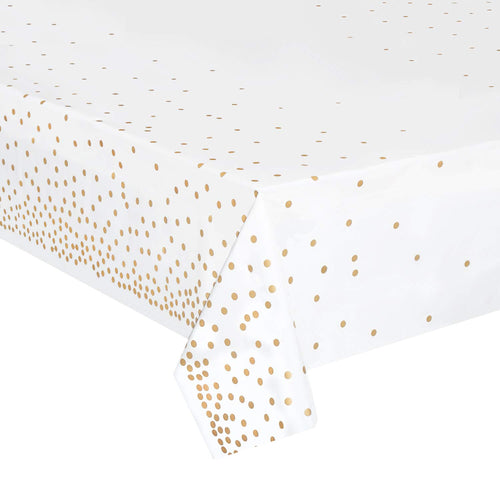 4 Pack Gold Plastic Tablecloths, Waterproof Disposable Party Table Covers