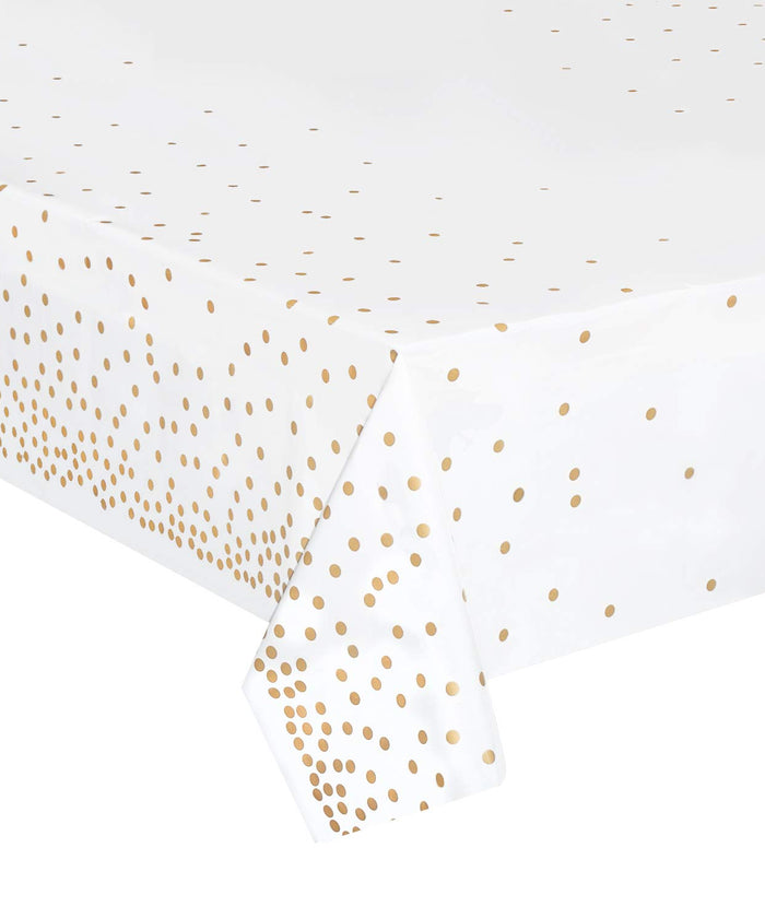 4 Pack Gold Plastic Tablecloths, Waterproof Disposable Party Table Covers