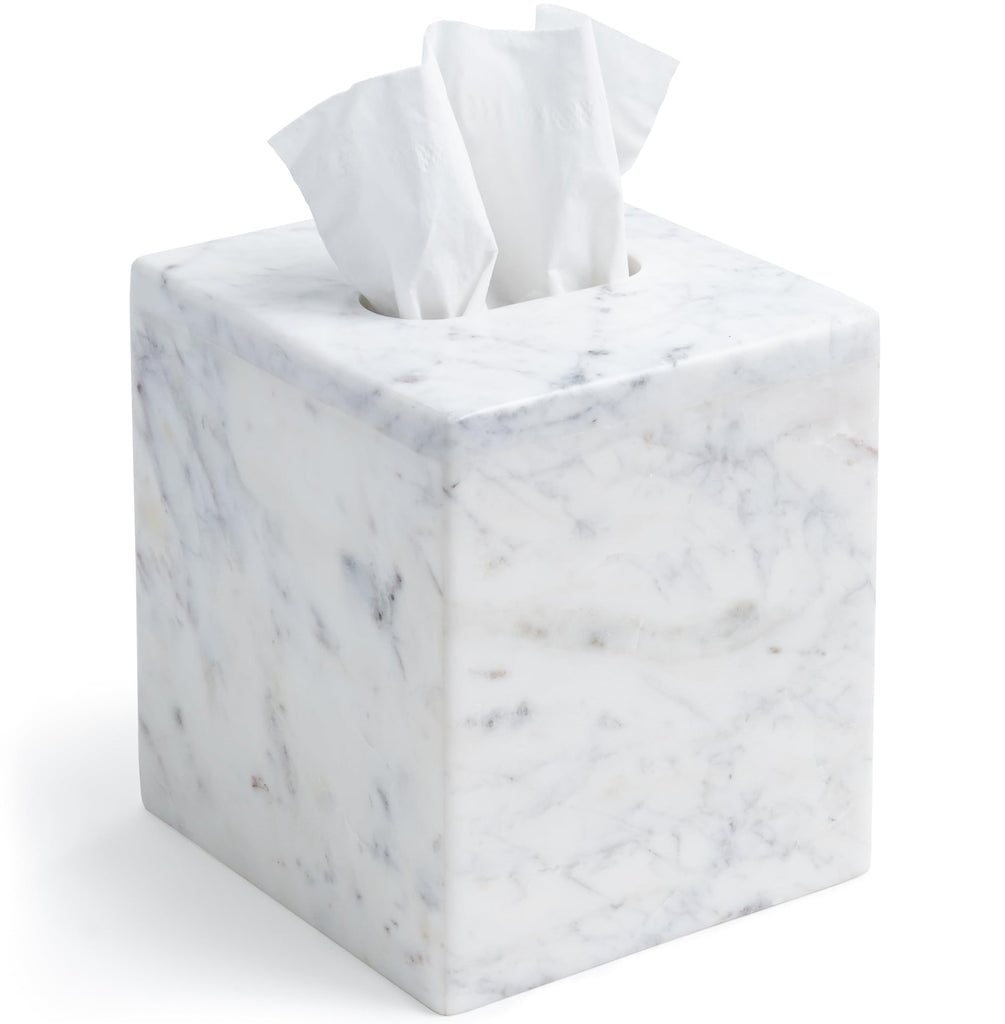 Cork & Mill Marble Tissue Box Cover for Kleenex and More, Square Cube
