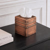 Monarch Abode Tissue Box Cover Square – Handcrafted Border Embossed Antique Copper Metal Tissue Holder Box for Bathroom Accessory, Aesthetic Decorative Facial Napkin Cube for Modern Home Decor