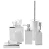 Estella White Square Resin Tissue Box Cover with Silver Top