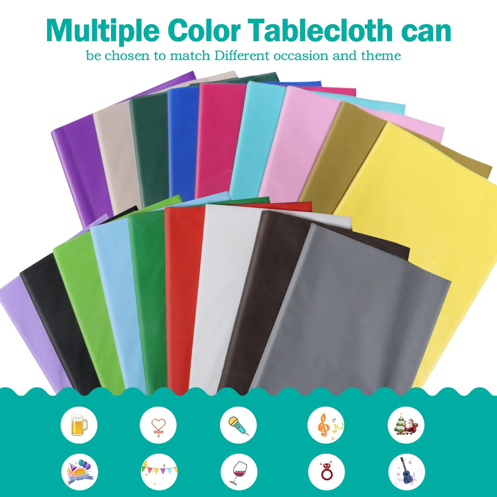 tujol White 6 Pack Plastic Table Cloth 54" x 108", Disposable Tablecloths Rectangle Table Cover, Plastic Tablecloths for Parties