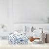 PaJiaNi Blue Western Cowgirl Tissue Box Cover Rectangle,Blue and White Floral Toilet Paper Box Holder,Leather Decorative Facial Paper Case for Living Room Bathroom Kitchen Office Desk,9.8x5.9x5.9In