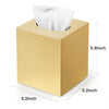 Square Tissue Box Cover with 2 Pcs Clear Qtip Holder Dispenser, Gold