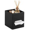PUSU Square PU Leather Tissue Box Cover with Top Storage Tray Modern Decor
