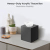Square Tissue Box Cover with 2 Pcs Clear Qtip Holder Dispenser, Black