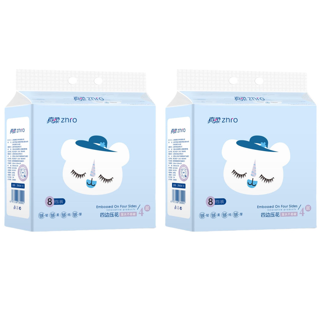 Zhro 4-Ply Facial Tissues, 16 Packs (5.6 x 3.6 x 2.7"[Not in Box]) - 1600 Sheets Total, Compact for Desk, Car & Bag, Hypoallergenic, Lint-Free