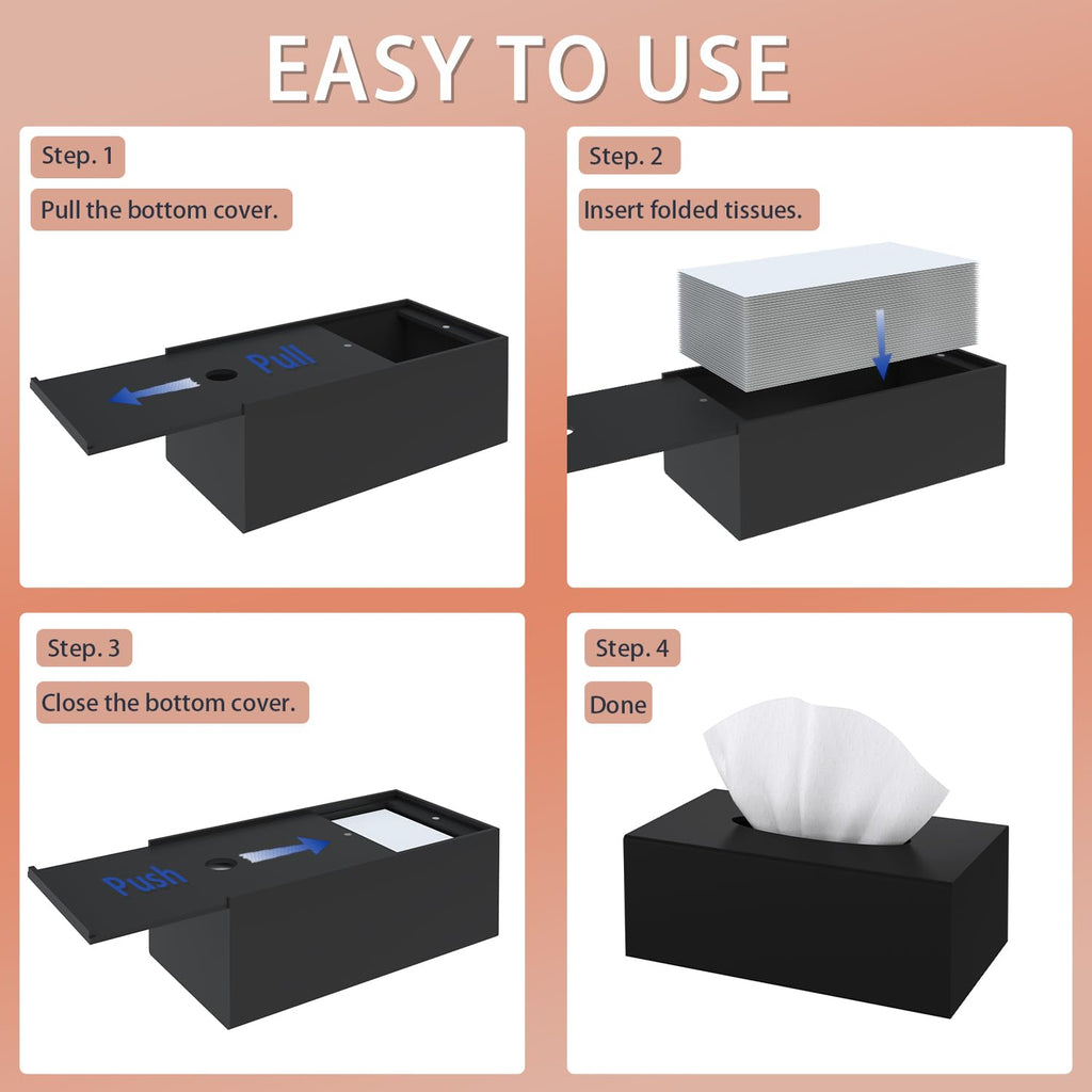 SILUT Matte Black Rectangle Acrylic Tissue Box Cover