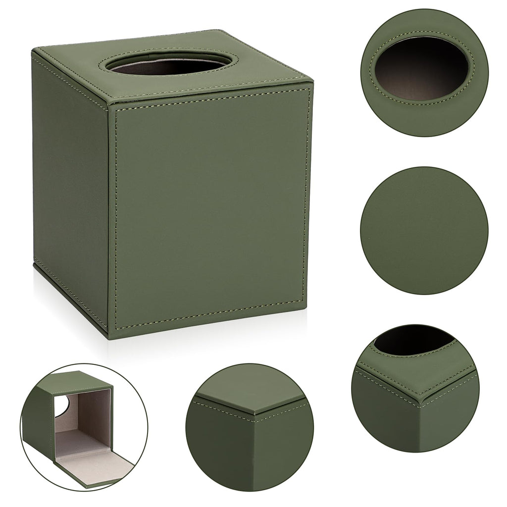 Sumnacon Square Tissue Box Cover with Magnetic Bottom,PU Tissue Box Holder